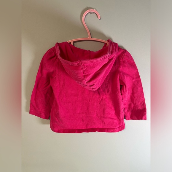 Jumping Beans Heart Print Pink Long Sleeve Hooded Shirt, Baby Girl 18months - Picture 2 of 5